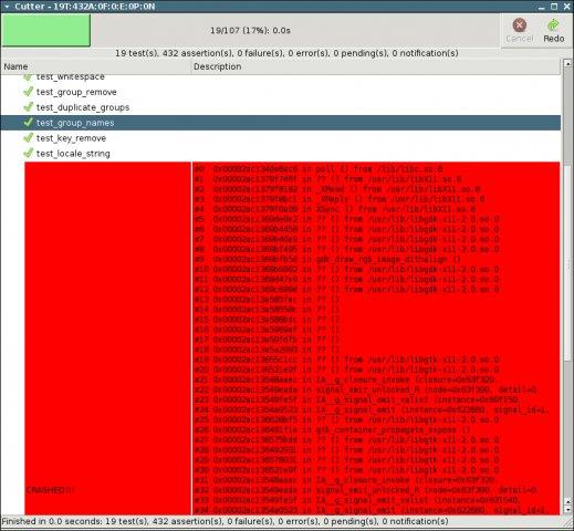 GTK+ UI with backtrace on crashed