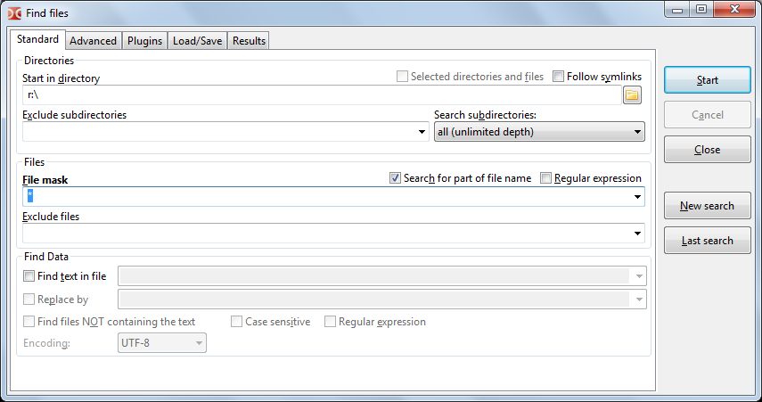 Find files dialog