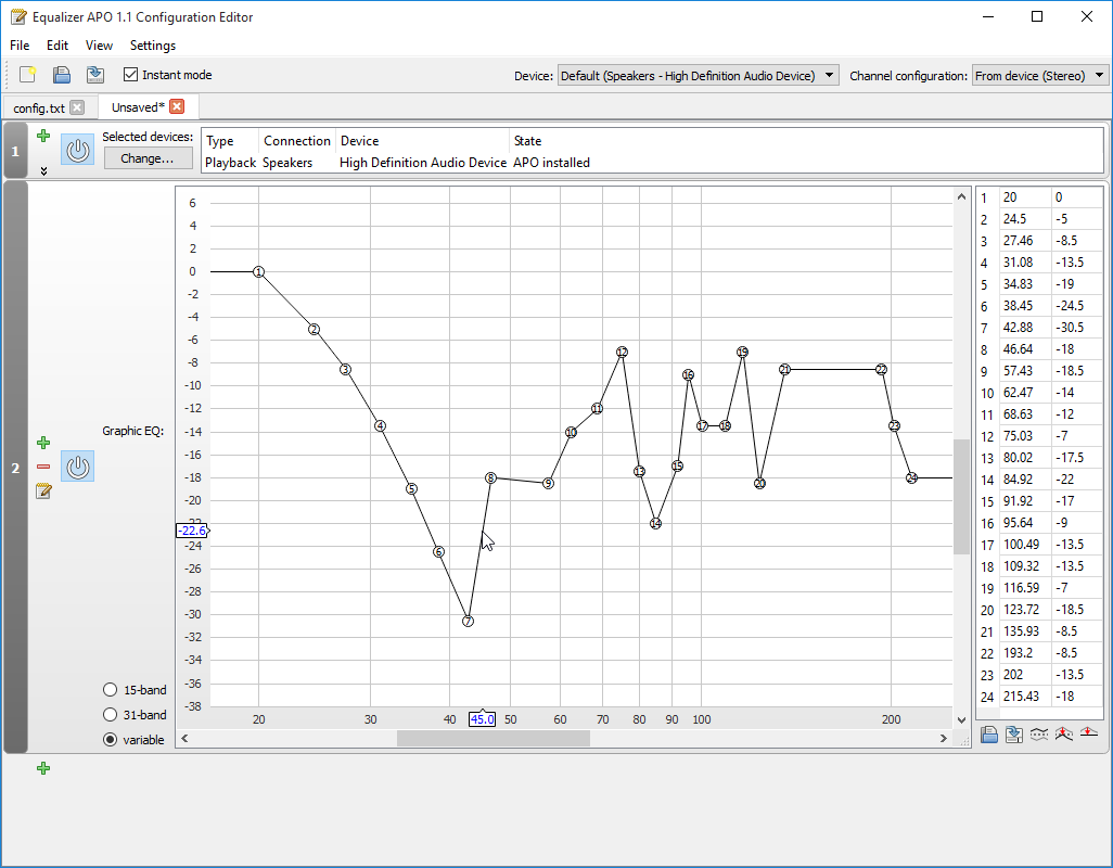 The frequency response of the filter can be edited precisely and can have arbitrary shape