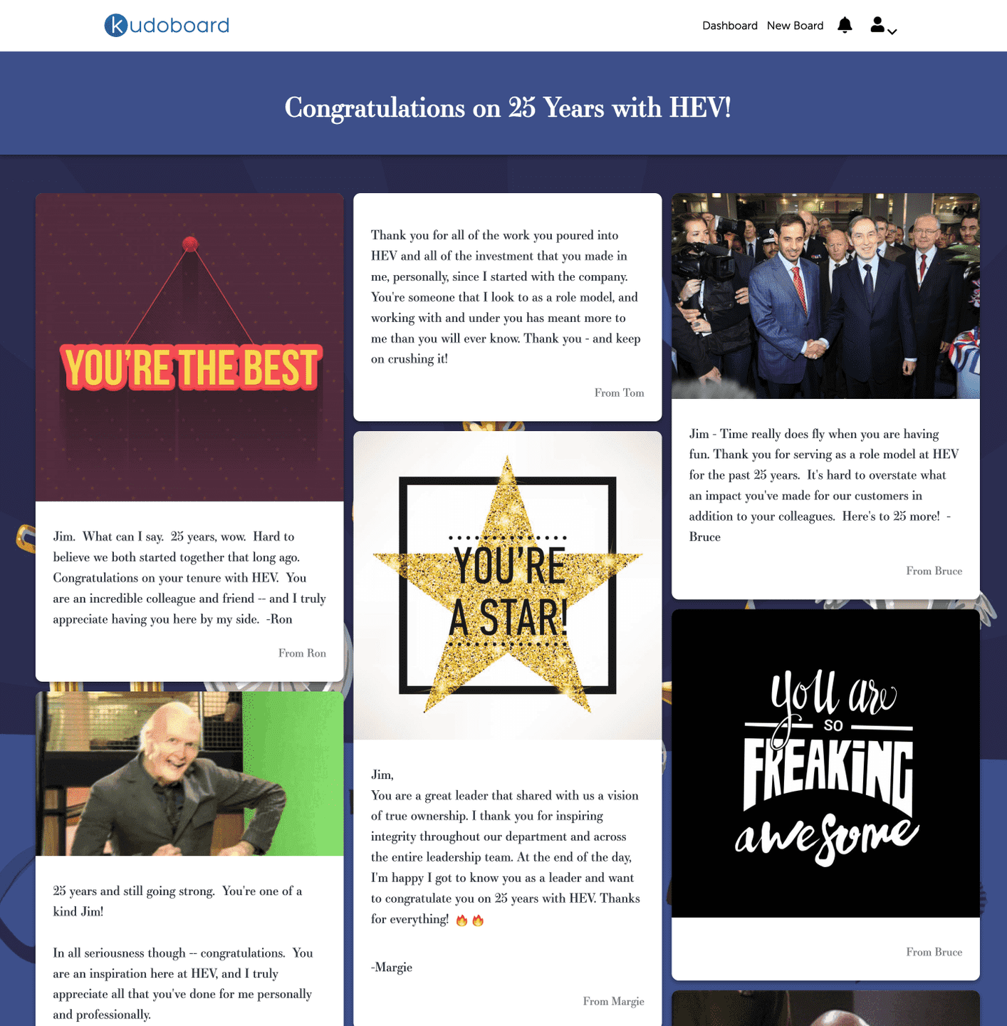 Screenshot of Kudoboard