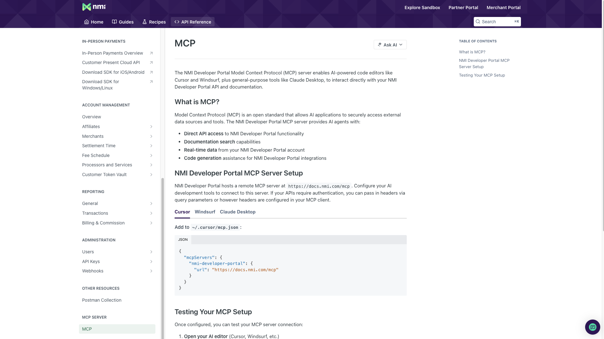 Screenshot of NMI Payments