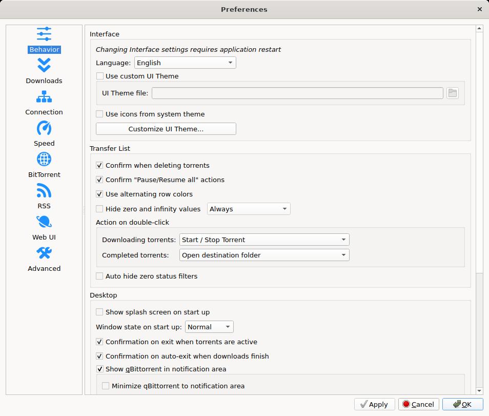 Options dialog