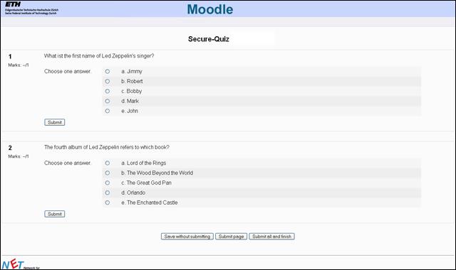 A quiz in moodle carried out with Safe Exam Browser (SEB)