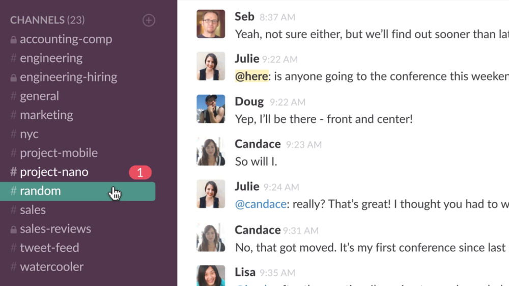 Screenshot of Slack