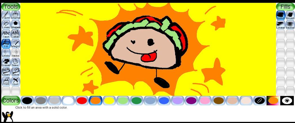 "Season 1 Taco (from Object Show)" drawn in Tux Paint by Oodles of Objects (https://twitter.com/Skallfry)