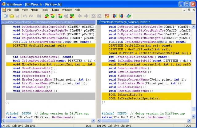 Screenshot of WinMerge