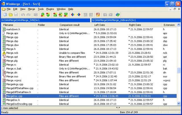 Folder compare shows all file and subfolders difference